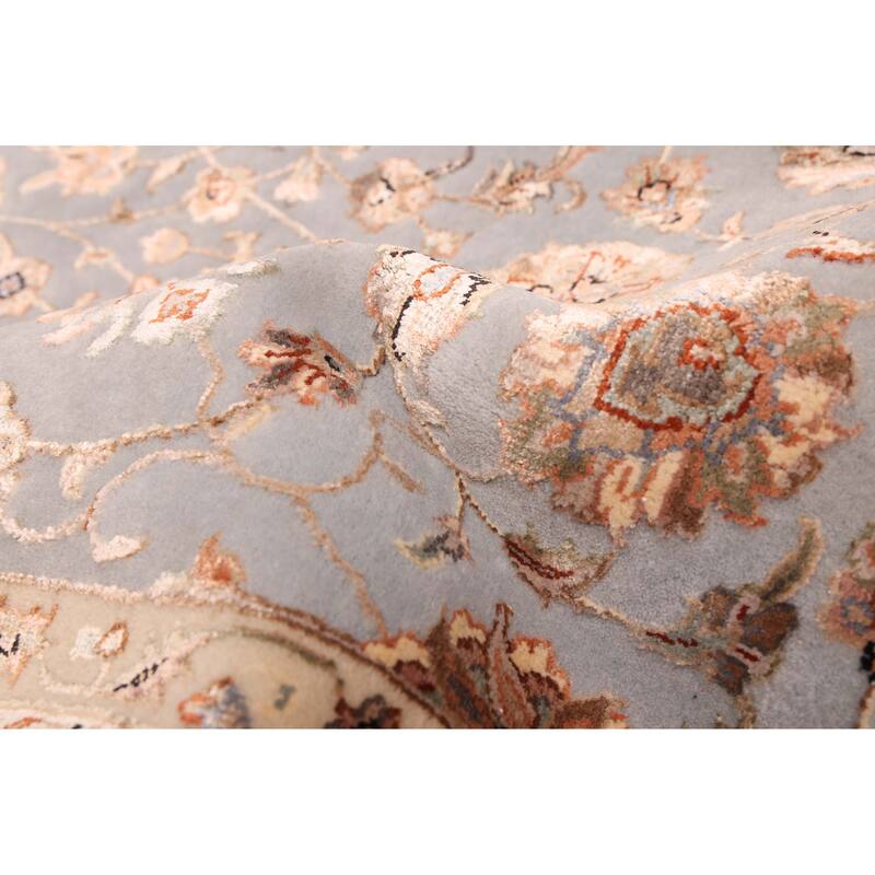 ECARPETGALLERY Hand-knotted Mirzapur Grey Viscose, Wool Rug - 5'6 x 8'0