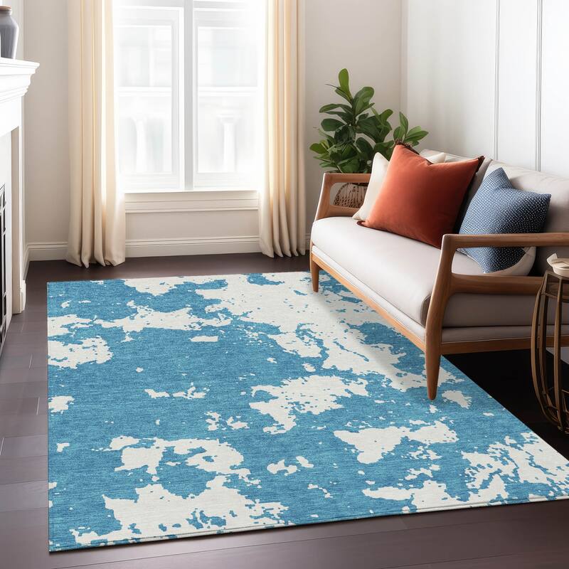 Machine Washable Indoor/ Outdoor Chantille Abstract Rug