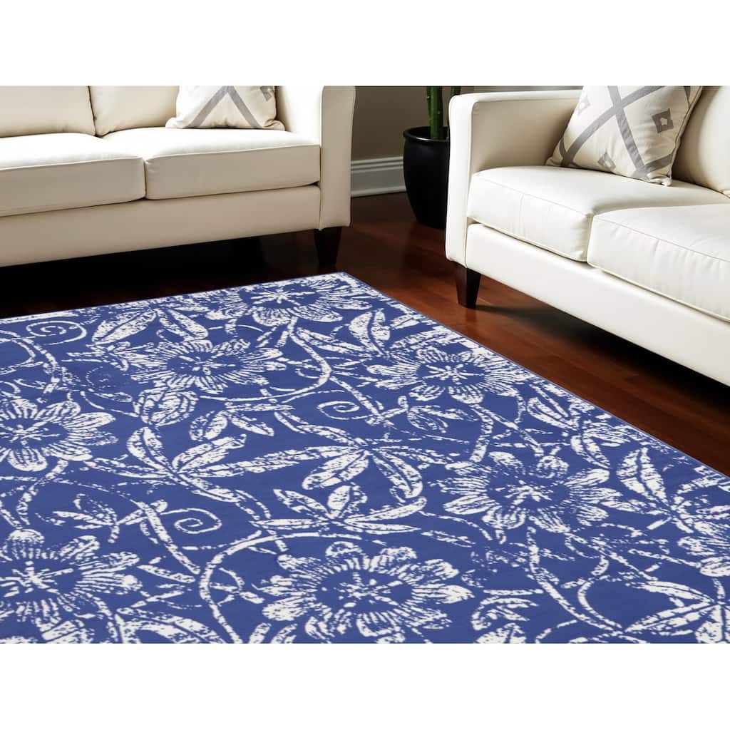 Gadi Power Loomed Distressed Floral Non Skid Stain Resistant Area Rug By HomeRoots - 138' X '100' X '0.39