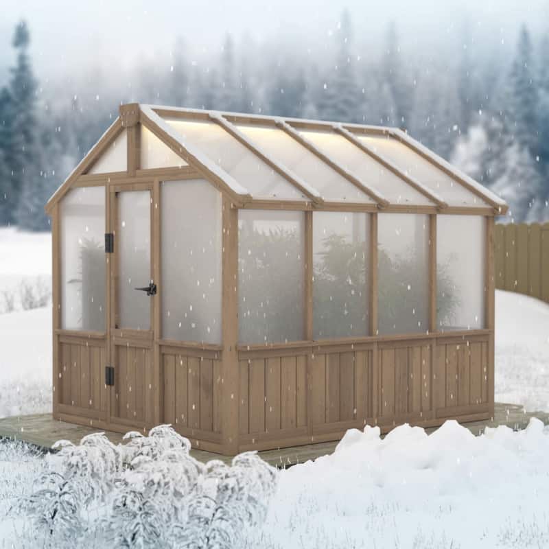 VEIKOUS Walk-in Wooden Greenhouse for Outside, Garden and Backyard, Light Mocha Brown