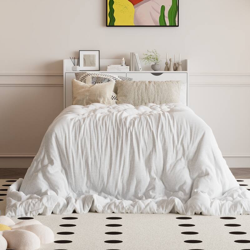 Timechee Twin Bed Frame with 3 Drawers And Hidden Storage Wood Frame