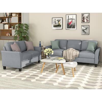 Fabric Living Room Sofa Set, Loveseat and 3-Seat Sofa with Stable Armrests, Perfect Addition to Your Home