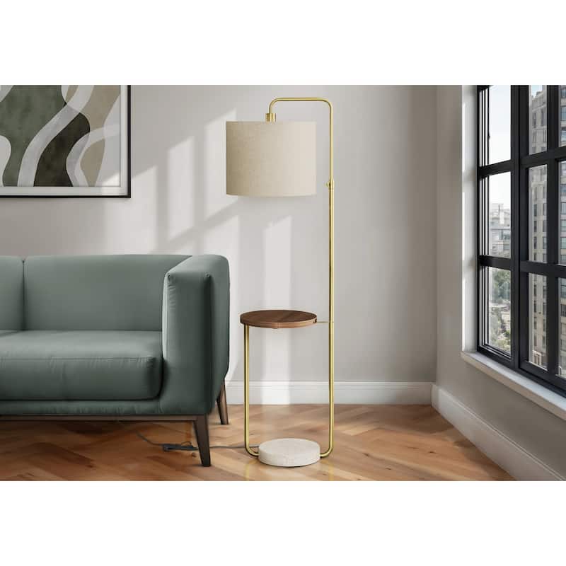 Lighting, 67"h, Floor Lamp, Usb Port Included, Brass Metal, Beige Shade, Contemporary - Gold
