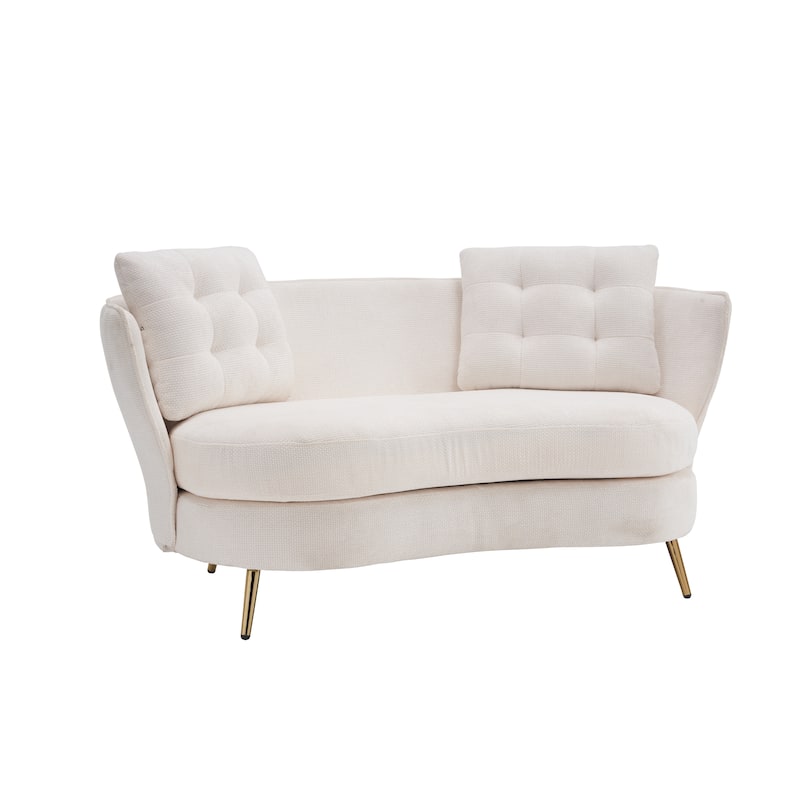 Upholstered Loveseat Sofa Chair with Golden Metal Legs