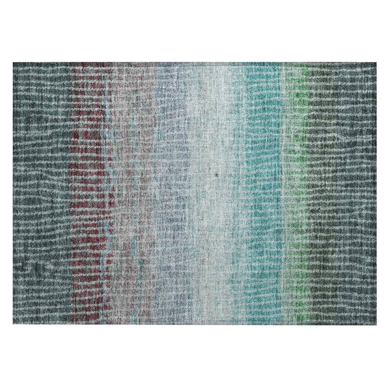 Machine Washable Indoor/ Outdoor Contemporary Stripes Chantille Rug