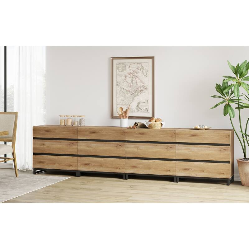 WAMPAT 4 in 1 Multifunctional Sideboard Buffet Cabinets, Modern Sideboard with 12 Drawers, Accent Storage Cabinet Table