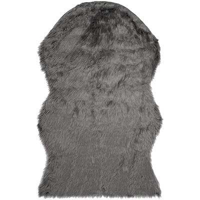 SAFAVIEH Faux Sheep Skin Shona 2.4-inch Thick Rug - Grey - 3' x 5'