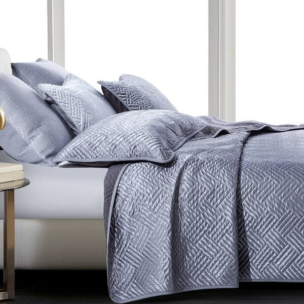 Ntbay Super Soft Luxury Satin Solid Color Twin Queen King Size 3 Piece Coverlet Set Reversible Quilt Set Geometric Pattern Overstock 31706150
