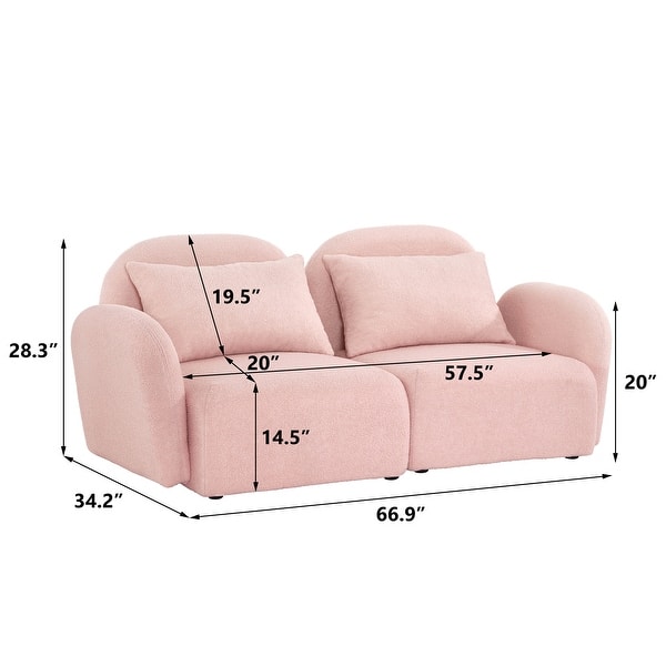 dimension image slide 0 of 4, Teddy Upholstered Sofa Loveseat With Pillows