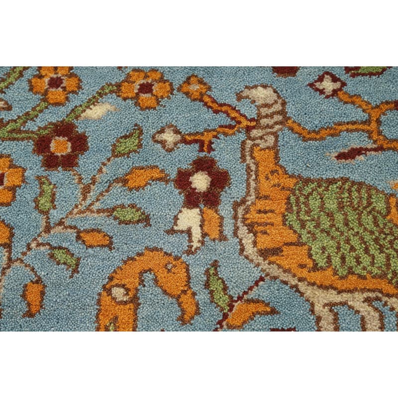 Hand Knotted Oriental 100% Wool Carpet Traditional All-Over Navy Blue & Blues Ziegler Area Rug - 5' 1'' X 3' 0''