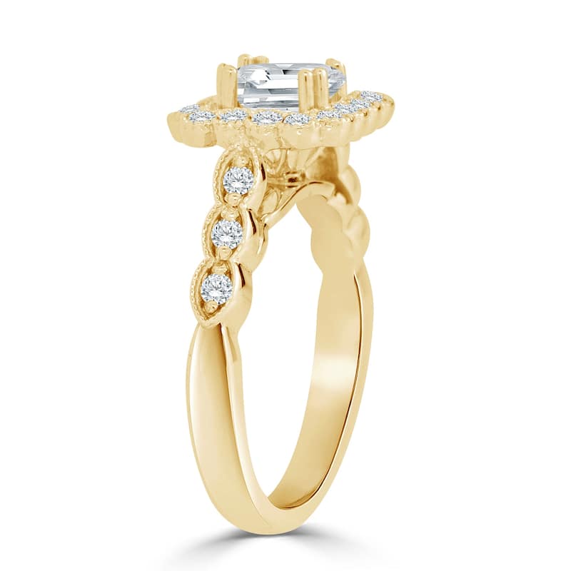 Auriya 14k Gold 1 1/2ctw Vintage Princess-cut Halo Diamond Engagement Ring (H-I, I1-I2)