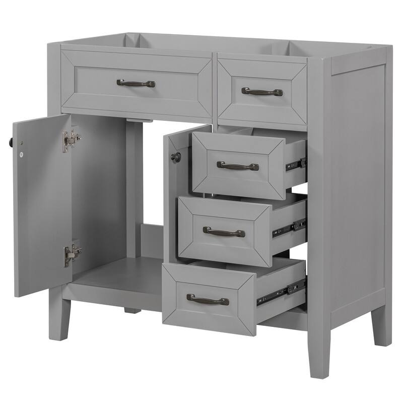 36" Bathroom Vanity without Sink, Cabinet Base Only, Bathroom Cabinet with Drawers, Solid Frame and MDF Board