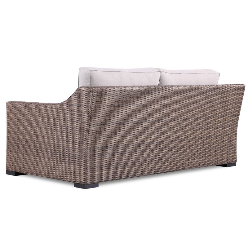4-Piece Manhattan Rustic Wicker Seating Set with Tempered Glass