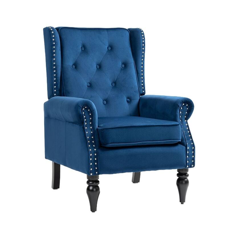 Transitional Wingback Accent Chair Armchair with Sturdy Wood Legs