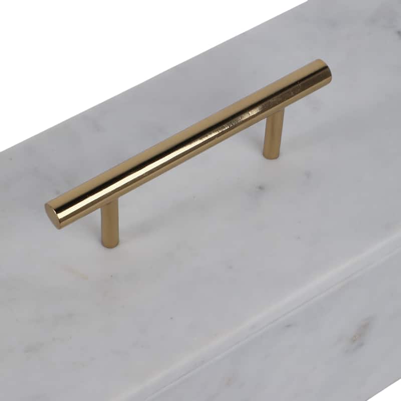 Marble Decorative Box Lidded Container Modern Handle Accent Luxury