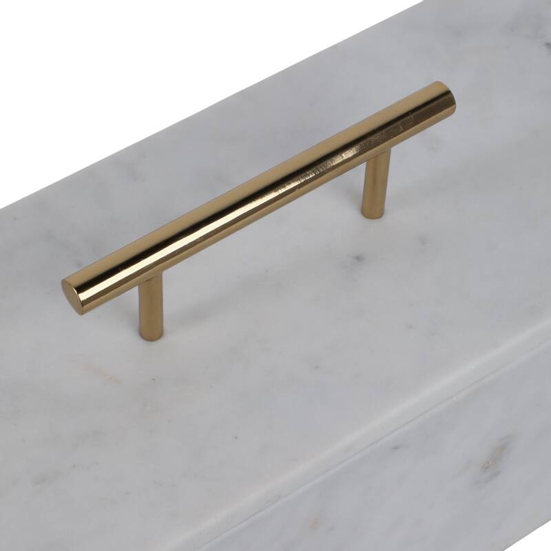 Marble Decorative Box Lidded Container Modern Handle Accent Luxury