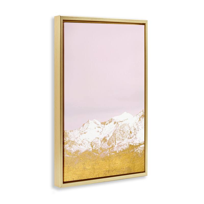 Stupell White Tipped Mountains on Pink Framed Floater Canvas Wall Art Design By Gemma Bardot