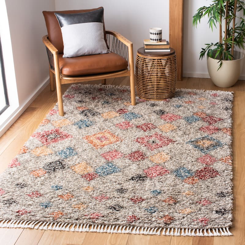 SAFAVIEH Morocco Agueda Boho Tassel Rug - 5'3" x 7'6" - Grey/Multi
