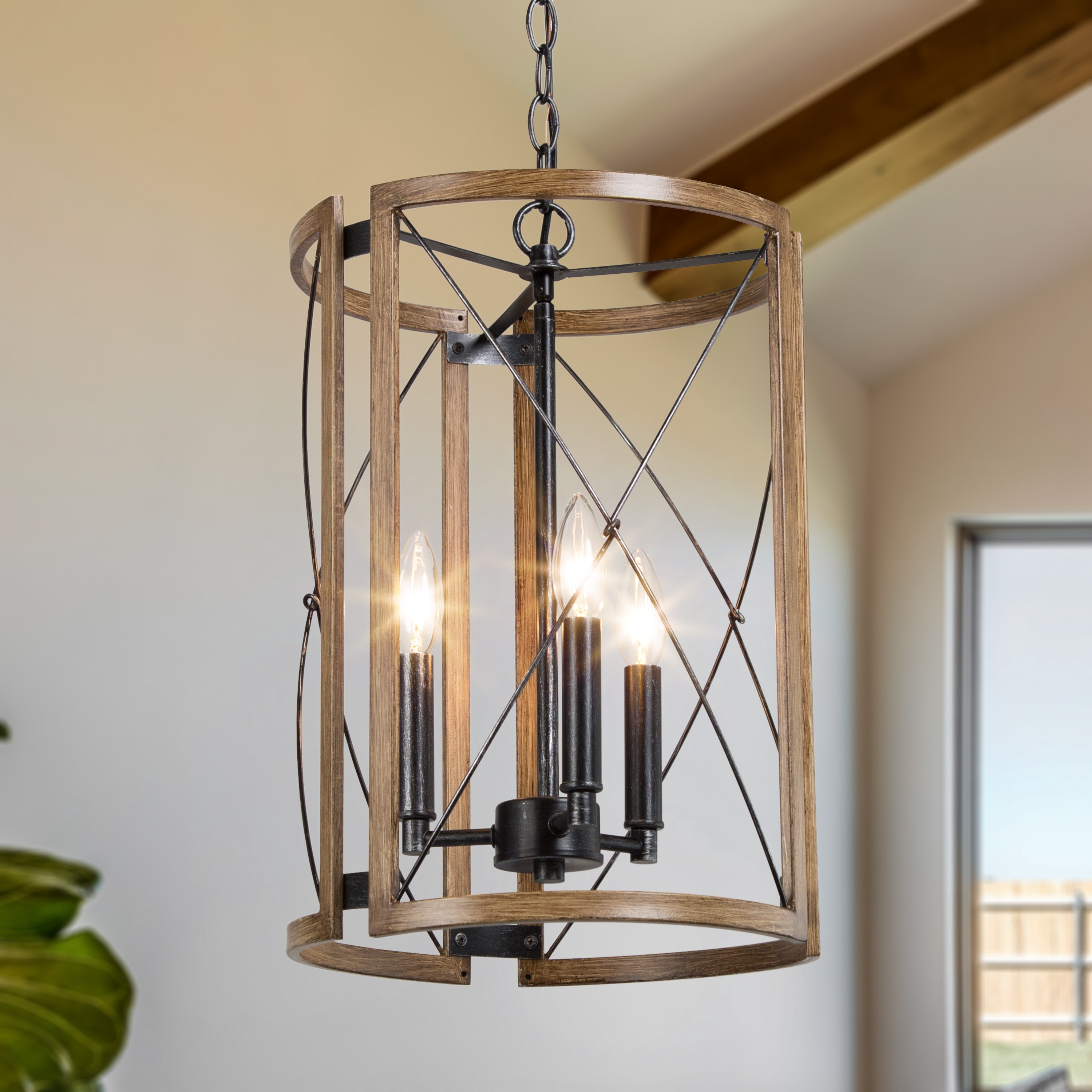 Modern Farmhouse Cylinder Pendant Light Wood Grain Island Light for Kitchen Island Dining Room On Sale Bed Bath Beyond 33757714