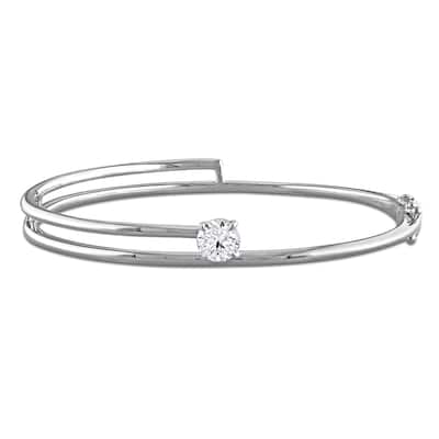 1ct Lab Grown Diamond TW Bangle Bracelet in 14k White Gold