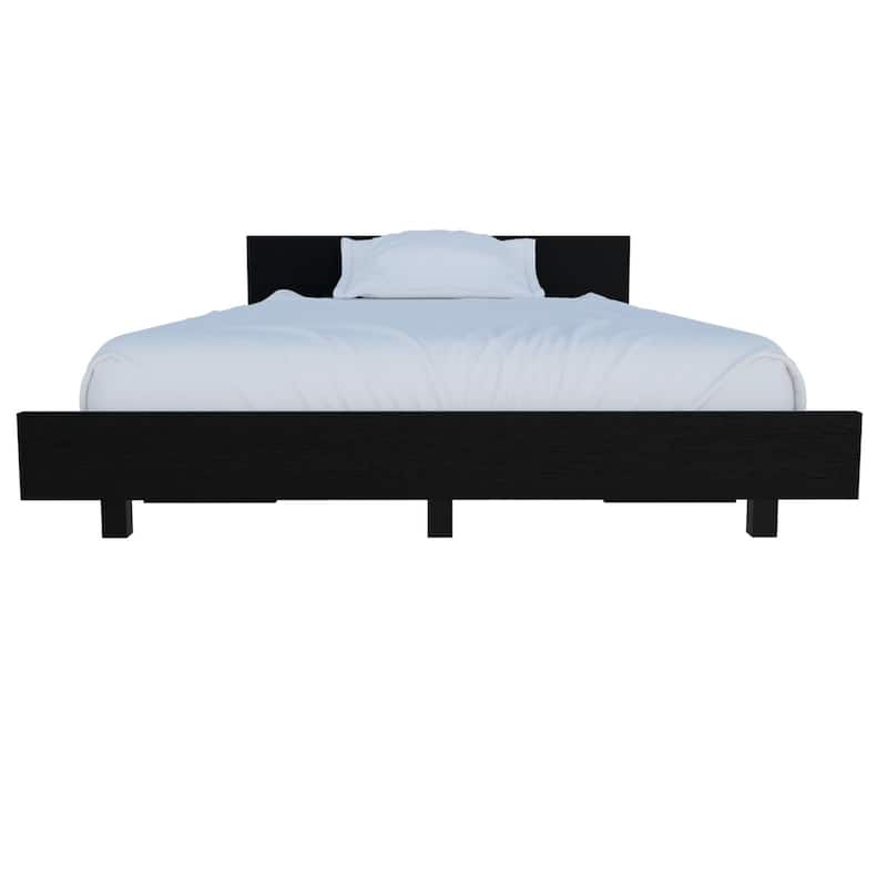 Twin Size Engineered Wood Platform Bed Base with Headboard (441 lb Capacity)