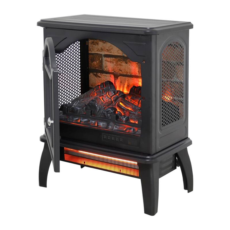 18-Inch 3D Flame Electric Infrared Quartz Fireplace Stove with Remote Control and 1500W Heat