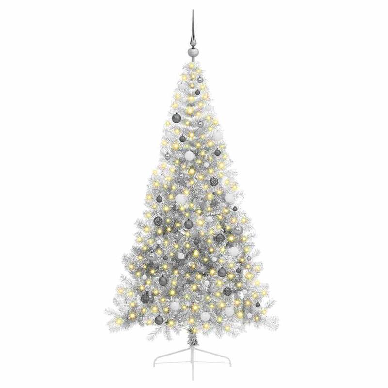 vidaXL Artificial Pre-lit Christmas Tree Silver 82.7" PET