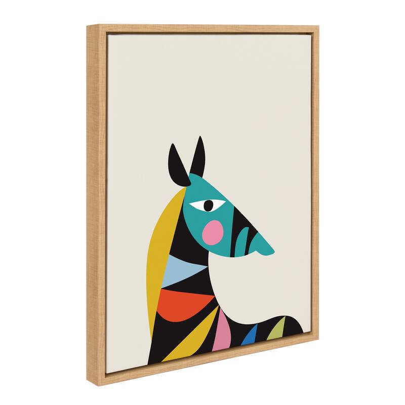 Kate and Laurel Sylvie Mid Century Modern Baby Zebra Framed Canvas by Rachel Lee