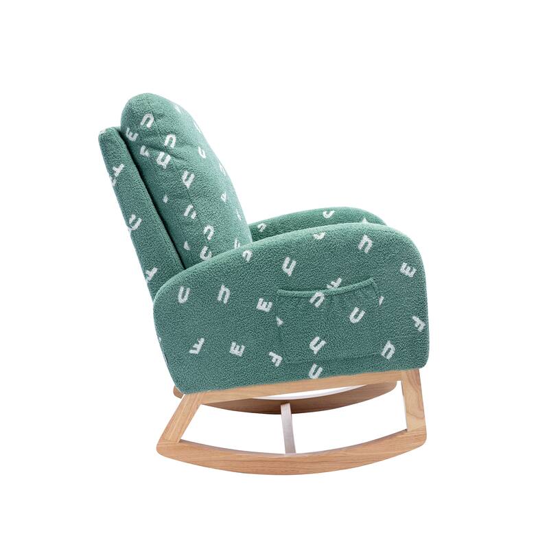 Modern Accent Rocker Armchair With Side Pocket