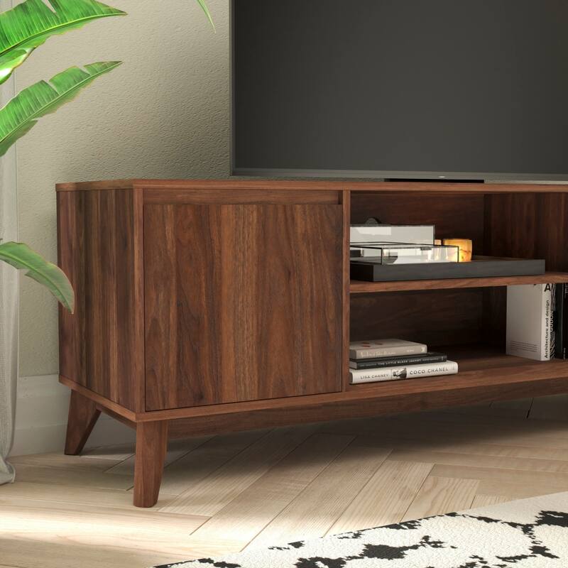 TV Stand with Adjustable Middle Shelf - Dual Soft Close Storage Doors