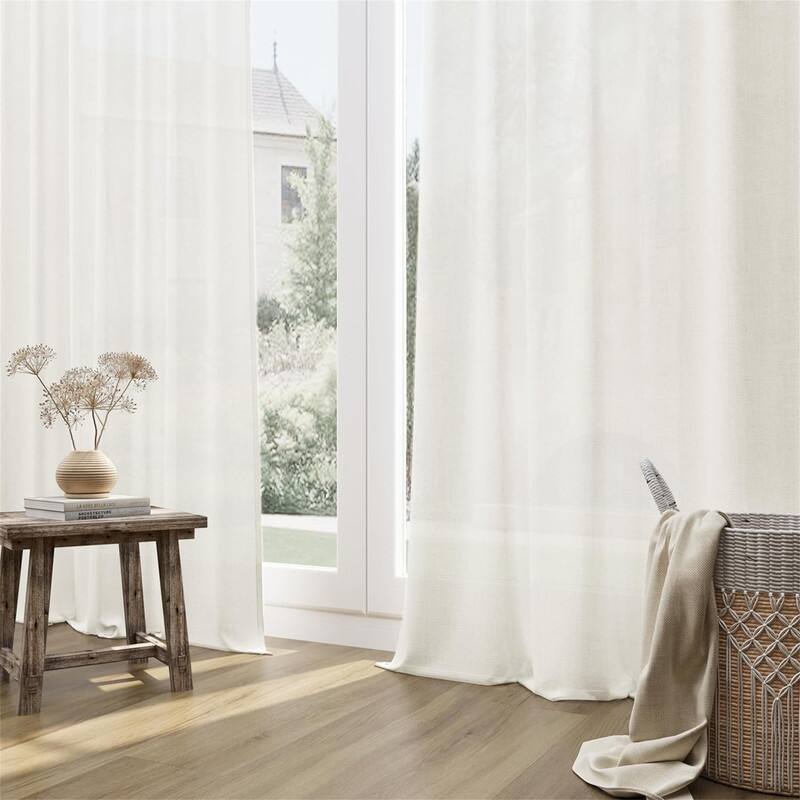 Natural Linen Curtains 52x84" Boho Light Filtering