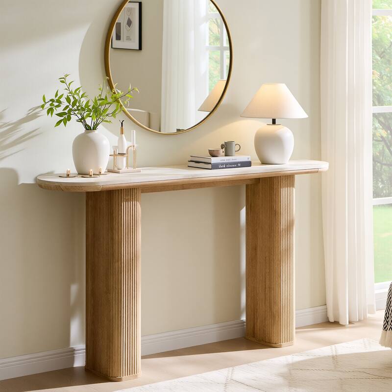 63" Modern sofa, Entryway Table, Sofa Table with Fluted Bases