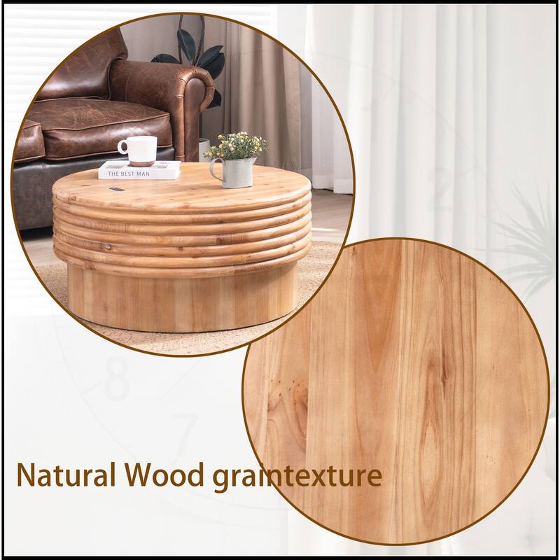 30.3" Stylish Round Coffee Table with Hidden Storage