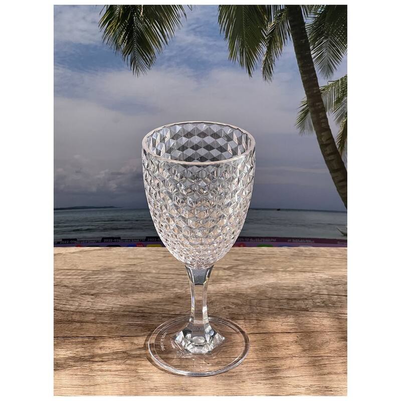 Diamond Cut Plastic Wine Glasses Set of 4 (12oz), BPA Free Acrylic Wine Glass Set