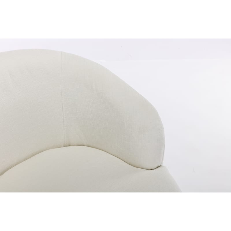 Ivory Chenille 25.6" Swivel Barrel Chair with Black Coating