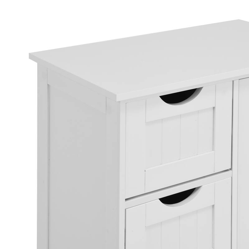 Charming Floor Cabinet Entryway Cabinet with Drawers, Bathroom Skin Care Cabinet with Adjustable Shelves