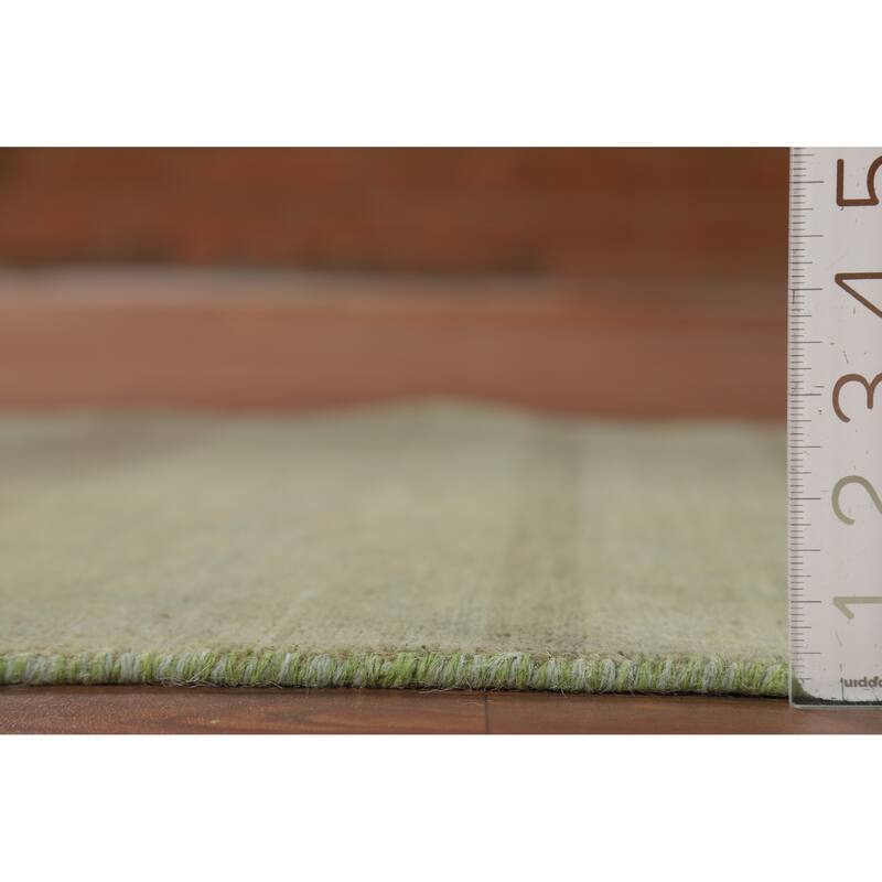 Light Green Striped Gabbeh Oriental Foyer Rug Handmade Wool Carpet - 2'8"x 4'1"