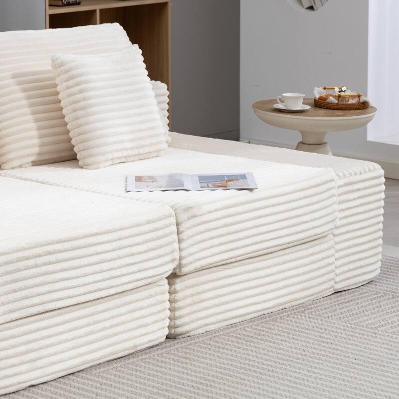 Double Chaise Lounge Sofa, Cloud Plush Sofa Bed, Upholstered Boneless Cloud Sofa Deep Seat, Sleeper Loveseat Chair