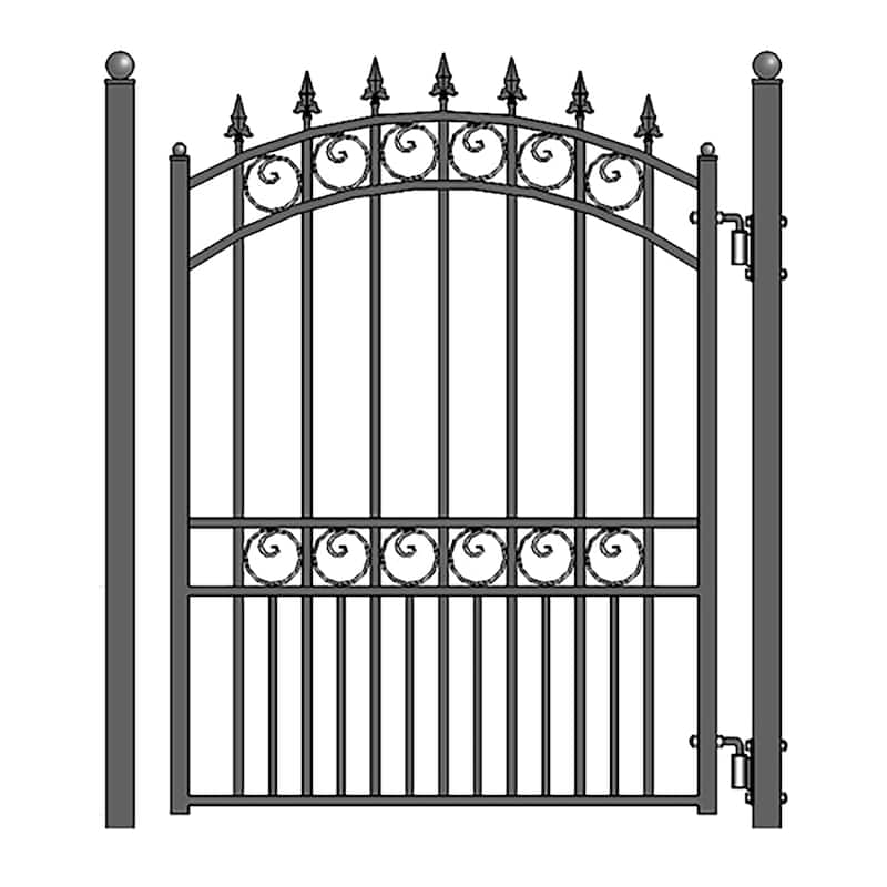 ALEKO London Style Slide Single Steel Driveway Gate 18 ft with Pedestrian Gate