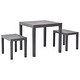 preview thumbnail 1 of 4, vidaXL Patio Table with 2 Benches Plastic Brown