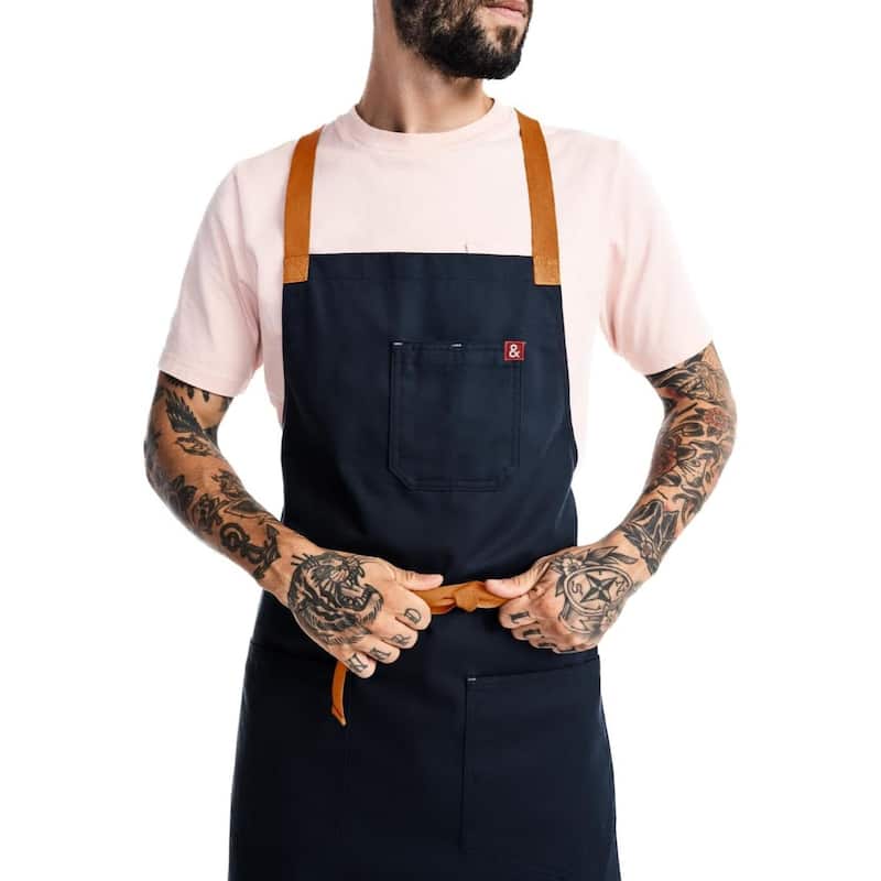 Unisex 3-Pocket Crossback Adjustable Apron, Midnight Blue