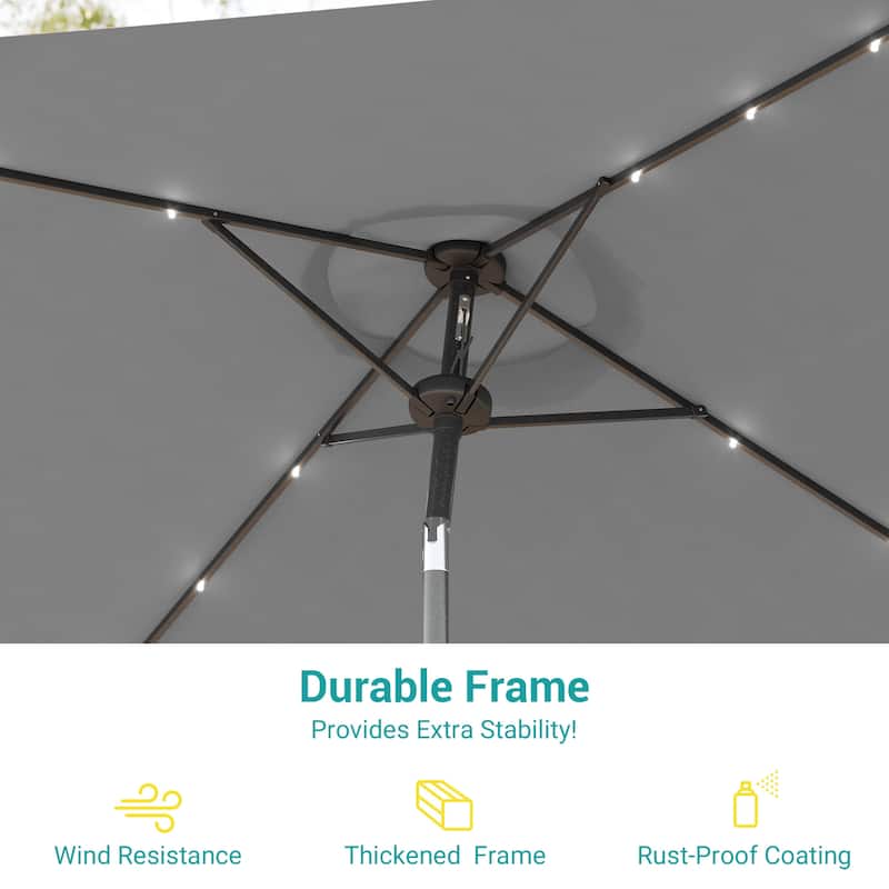BONOSUKI 6.5x6.5Ft LED Patio Market Umbrella Weather-Resistant Frame