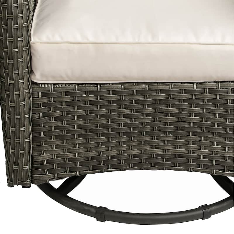 Patio Rattan Chairs Outdoor Wicker Swivel Rocker with Cushion