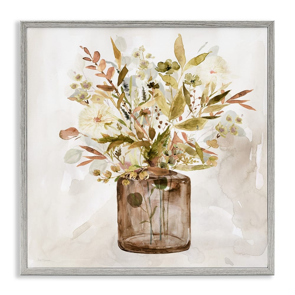 Stupell Earthy Mixed Botanicals Floral Blossoms Watercolor Detail Framed Wall Art, Design by Carol Robinson