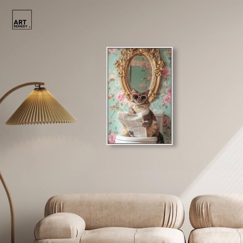 Ornate Kitty Toilet Time Canvas by Art Remedy