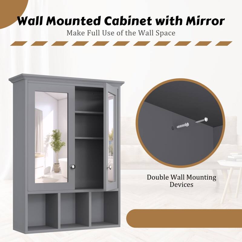 VEIKOUS Oversized Bathroom Medicine Cabinet Wall Mounted Storage with Mirrors