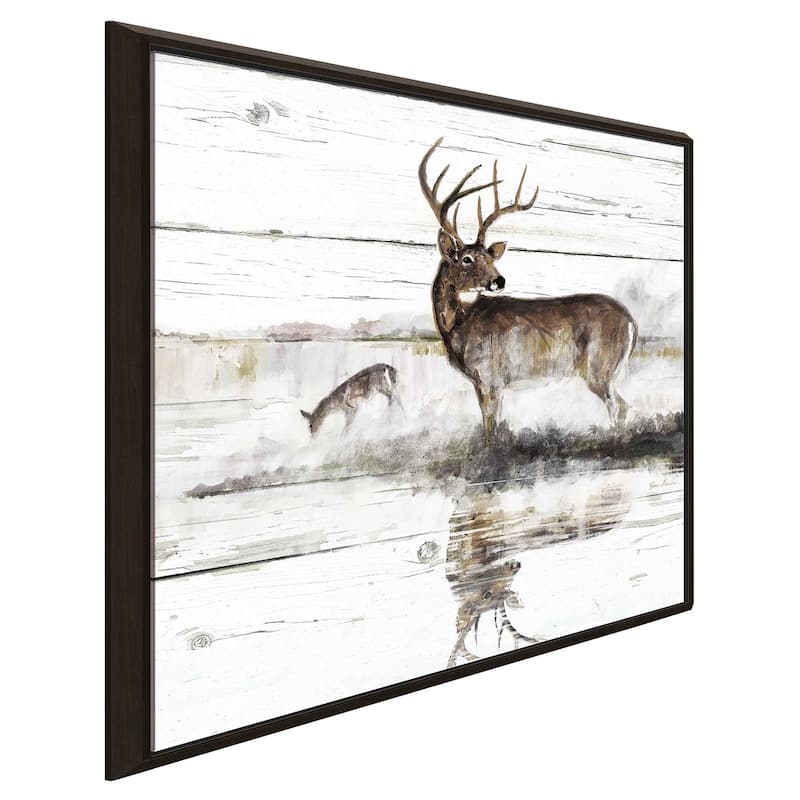 "Rustic Misty Deer" by Ruane Manning Print on Floating Canvas