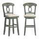 preview thumbnail 23 of 30, Ronda Napoleon Back Wood Swivel Chair Antique Sage Green - Bar Height