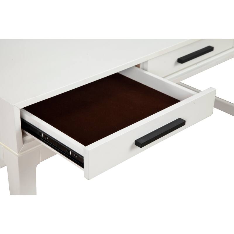 Writing Desk with 3 Drawers and Wooden Frame, Off White