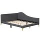 preview thumbnail 1 of 5, Rivet-Tufted Platform Bed with Metal Legs and Wood Slats-Full Size Grey